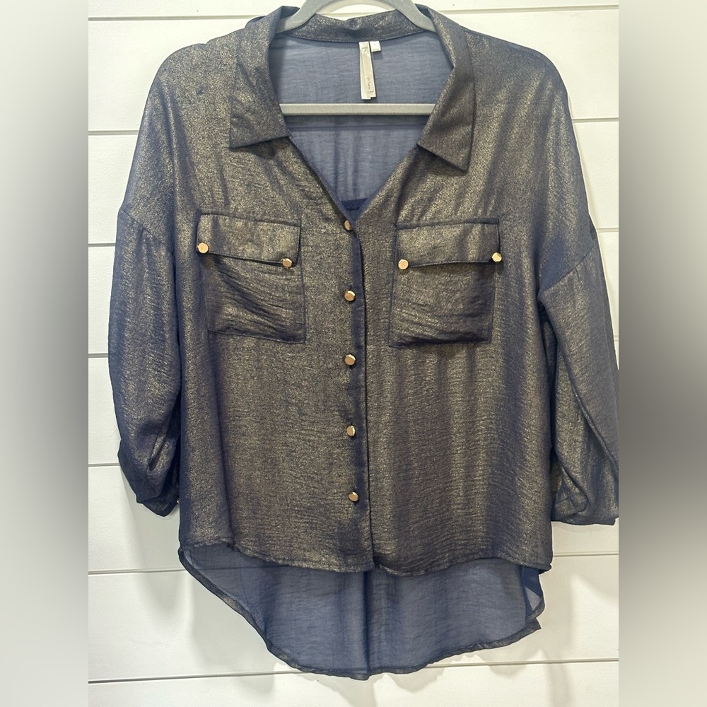 Mona b. Sheer, button down blouse